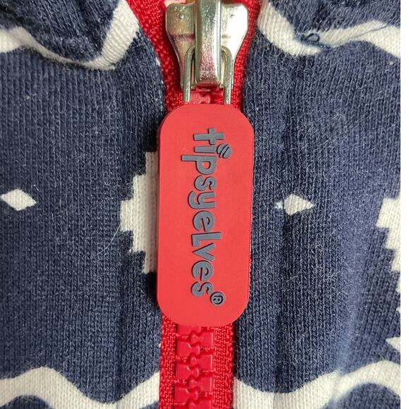 Tipsyelves Unisex Hooded Jumpsuit with Pockets Reindeer Fair Isle Full Zip XL - Picture 10 of 12